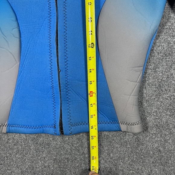 Vintage Rip Curl Wetsuit Top Zip Up USA Made Youth Large Size Blue Rainbow 0578 - Picture 8 of 12